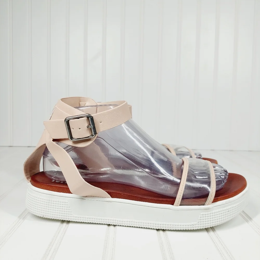 Womens Cream Strappy Ankle-Wrap Sandals